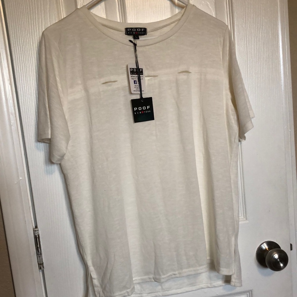 Poof! Cream Short Sleeve Tee Casual Comfort